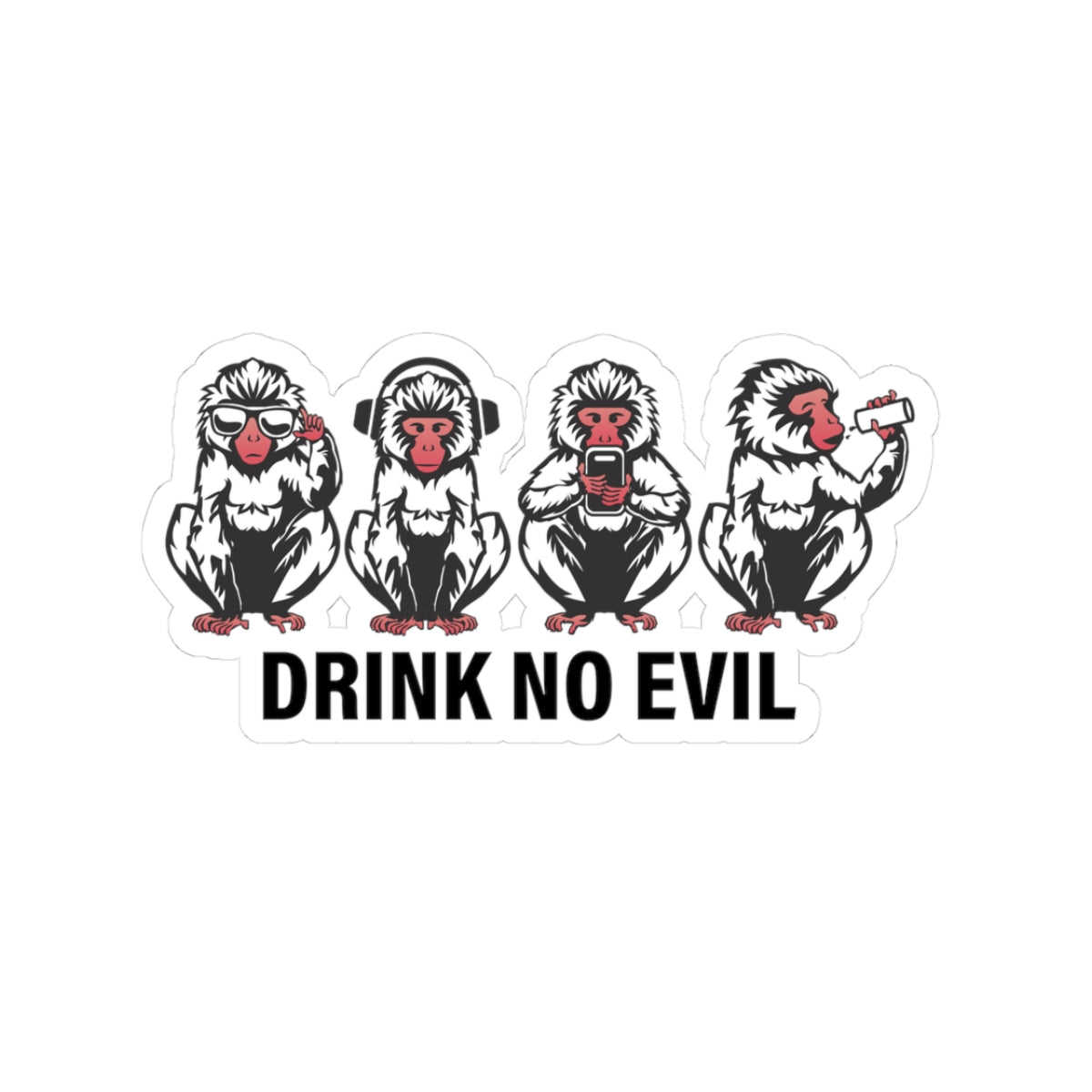 Drink No Evil Monkey Stickers
